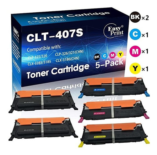 5-pack (2x K + C + M + Y) Compatible Clt-407s Clt-k407s Clt-
