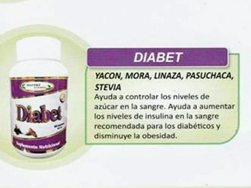 Imagen 1 de 1 de Yacon Diabet Pasuchaca Mora Stevia Nutridamel 100 Cápsulas 