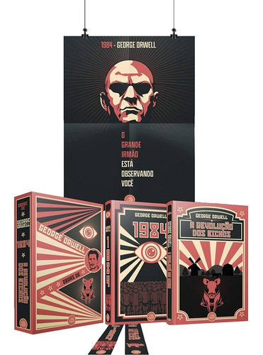 Box Obras George Orwell+ 1984 Revolução Dos Bichos +pôster 