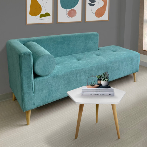 Combo Sofa Verde Menta Y  Mesa De Centro Hexagonal Blanca