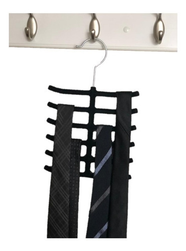 Set X 2 Perchas Tercipelo Accesorios Cinturones Organizador Color Negro