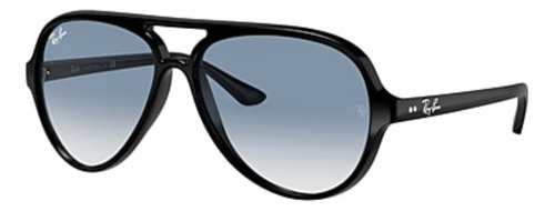 Anteojos de sol Ray-Ban Cats 5000 Classic Standard con marco de injected color gloss black, lente light blue de cristal degradada, varilla gloss black de injected - RB4125