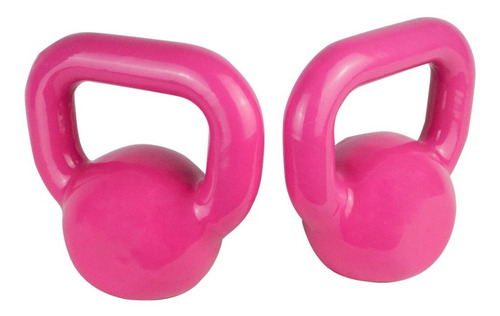 Kit 2 Kettlebells Emborrachados De 04kg Para Treinos Em Casa Cor Rosa