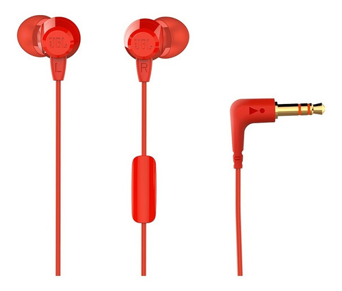 Fone Jbl C50hi Vermelho Com Fio E Microfone