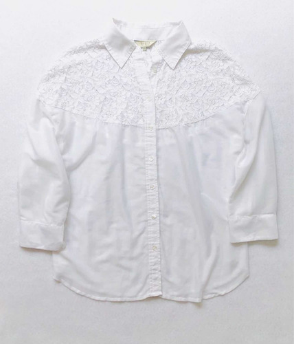 Guess Camisa Con Encaje Blanca De Manga 3/4 Tipo Boho