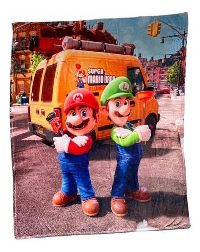 Cobertor Ligero Frazada Mario Bros Y Luigi Movie Matrimonial