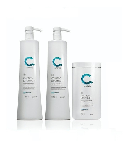 Kit Restore Premium Amavia Reconstrução Shampoo Hair Nutre