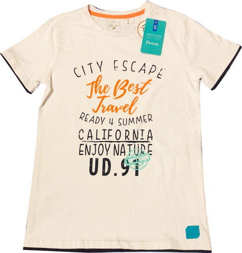 Polera Estampada Manga Corta Algodón Niño Ficcus Kids