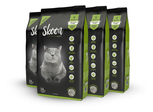 Skoon® 4 Pack:arena De Gato Premium Con Tecnología Diatomax®