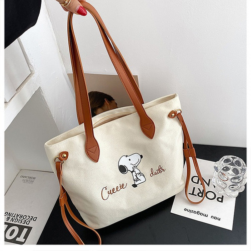 A4 Bolsa Snoopy De Lona Informal Bolsos Cercanías Para Mujer