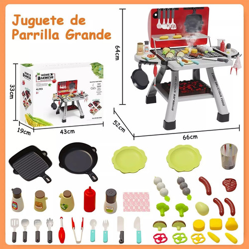 Cocinita Juguete Asador Parrillada Barbacoa Luz Sonido Niño