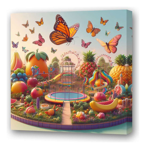 Cuadro 20x20cm Parque Frutal Mariposa Multicolor M1