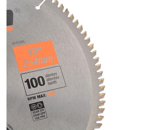 Lamina De Serra Circular 250mm X 100 Dentes P/ Aluminio