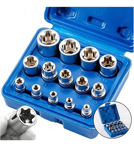 Juego De Llaves De Estrella E-torx Hembra De 14 Pieza