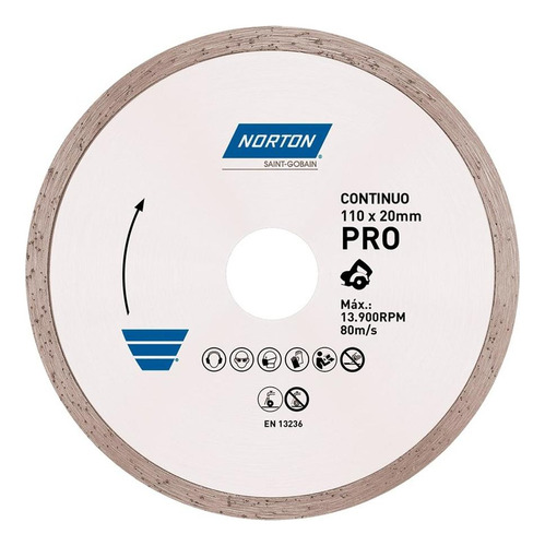 Disco Diamantado Norton Econ Continuo Agua 110mm 70184624363