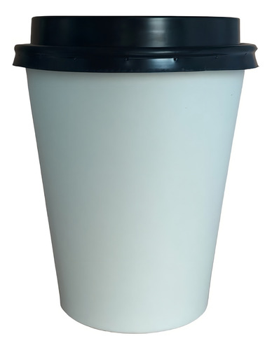 50 xícaras de café de 12 onças/355 ml. Papelão descartável e tampas brancas