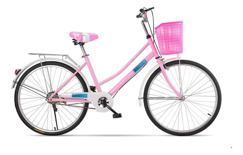 Bicicleta Playera Paseo Dama Rodado 26 + Bolso + Parrilla Color Rosa Tamaño Del Cuadro 26