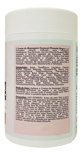 Imagem 2 de 4 de Ideal Creme De Massagem Corporal Pimenta Negra 650grs