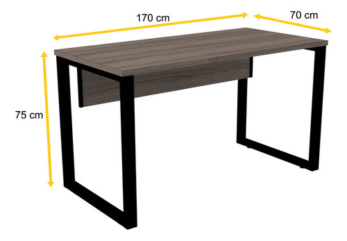Mesa P/ Escritório 170x70 Pandin P25tub - Walnut/preto Walnut/preto