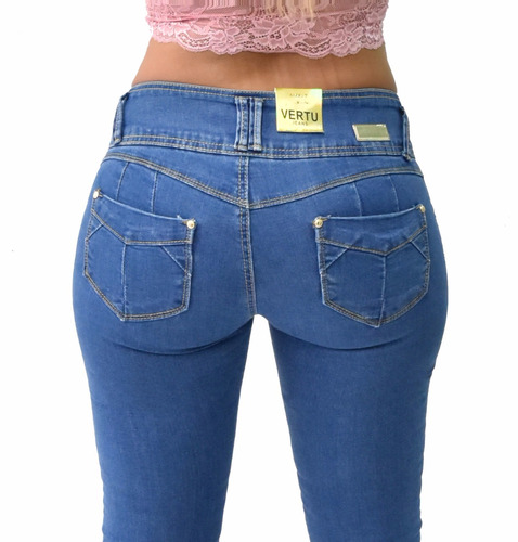 Pantalones Colombianos Jeans Dama Mezclilla Push Up V-f21