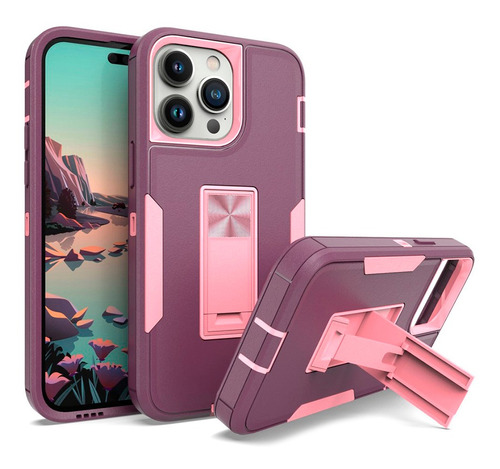 Protector Rígido iPhone 14 Pro Max Con Soporte Color Rosa
