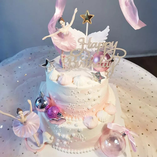 12 Piezas De Adornos Para Tartas Con Diseño De Bailarina Y N