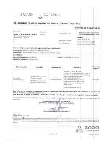 Desinfectante Sanitizante Líquido 1galon, Amonio Cuaternario