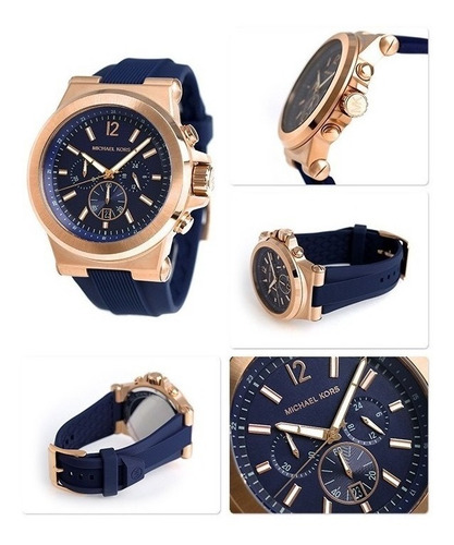 Relógio Michael Kors Masculino Mk8295 Dylan Rose 48 Mm Azul