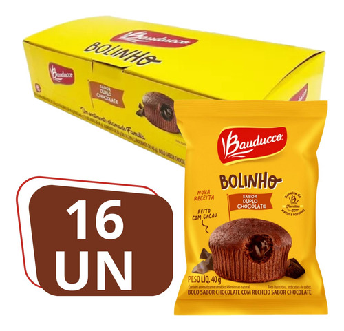 Bolinho Duplo Chocolate Bauducco Display 16 Unidades De 40g