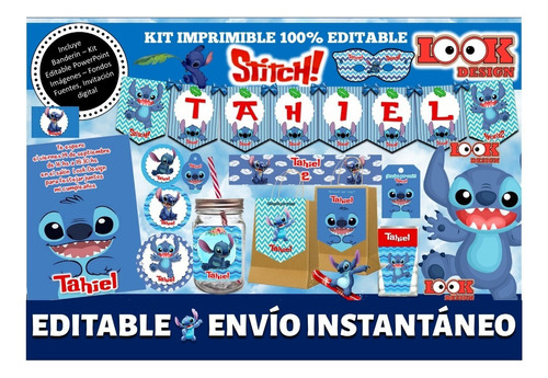 Kit Imprimible Candybar Stitch 100% Editable Powerpoint