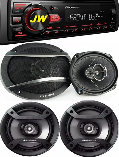 Combo Pioneer Stereo Mvh 085 Ub + Parlantes 6x9 + 6,5 PuLG