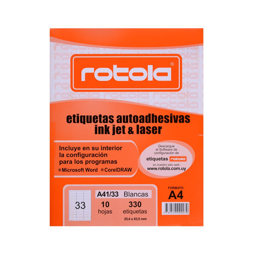 Etiquetas Rotola Inkjet & Láser A41/33 - 330 Unidades - Mos