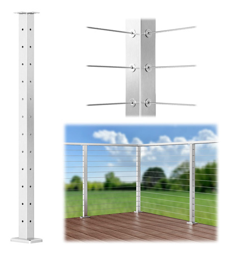 Muzata Poste Barandilla Cable Esquina Cuadrado Soldadura 42
