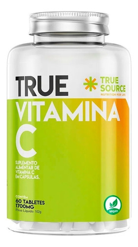 Suplemento Em Tabletes True Source Vitamina C Em Pote De 102g