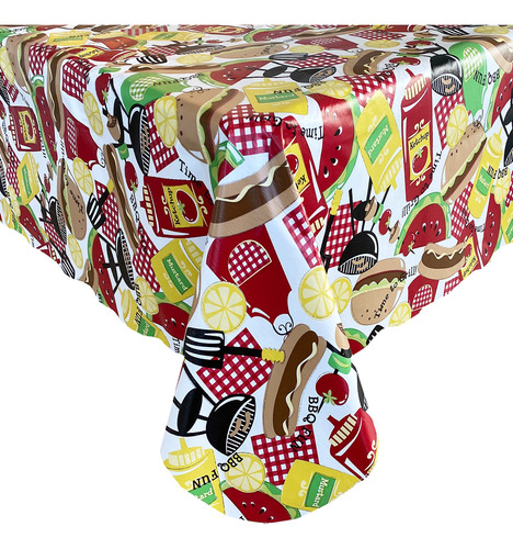 Mantel De Vinilo Retro Para Barbacoa, 132 X 132 Cm
