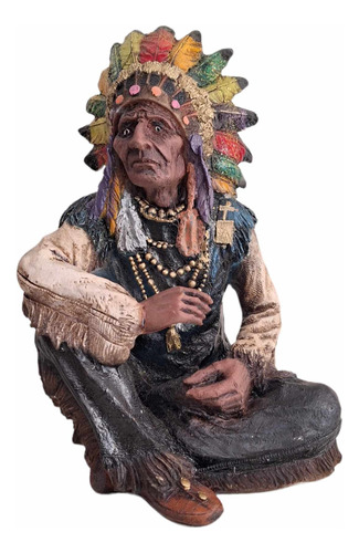 Indio Geronimo Figura Decorativa En Resina 35 Cm 