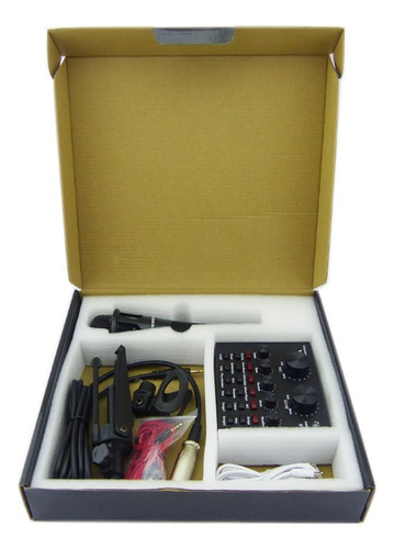 Kit Micrófono Condensador Con Tarjeta Sonido V8 Efecto 4en1