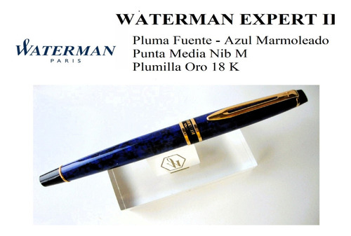 Pluma Fuente Waterman Expert Azul Marmoleado Y Oro Nib M