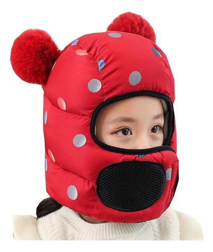 Pasamontaña Capucha Niños Abrigo Rojo Estampado 3 A 8 Años