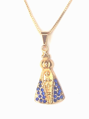 Imagem 1 de 1 de Colar Mais Pingente De Nossa Senhora De Aparecida Folheado
