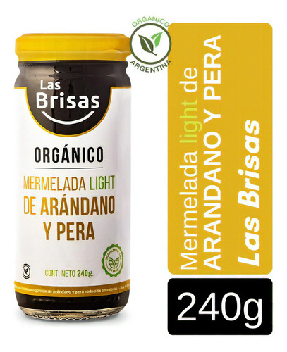 Mermelada Light De Arándano Y Pera Organica 240g Las Brisas