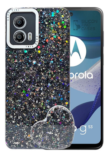 Carcasa Para Motorola G53 Glitter Incluye Pop Socket