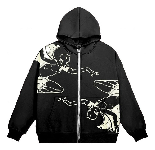 Fz Sudadera Gótica Con Estampado De Calaveras En Llamas