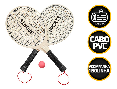 Kit Ping Pong Tênis Mesa 2 Raquetes + 1 Bolinha 