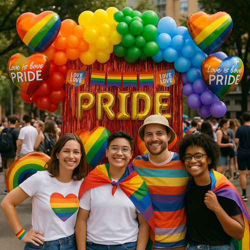 Combo Globos Deco Fiesta Tematica Kit Dia Del Orgullo Pride Multicolor Pride Lgbtiq
