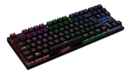 Imagem 2 de 2 de Teclado gamer Multilaser Tero Warrior TC237 QWERTY português Brasil cor preto com luz rainbow