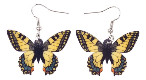 Aretes O Pendientes Colgantes De Mariposas Color Amarillo