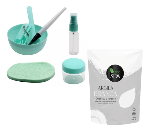 Kit 9 Pçs De Aplicação + Argila Verde Ou Branca - Skincare