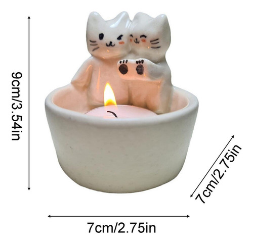 . Candelabro De Mano Con Forma De Gato For Calentar Velas