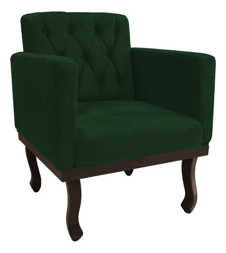 Poltrona Cadeira Decorativa Classic Luis Xv Capitonê Suede Verde Recepção Sala De Estar Quarto Escritório - Am Decor